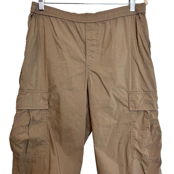Uniqlo Womens Pull On Cargo Pants XL Tan Jogger Hem Cotton Nylon Drawstring - Picture 2 of 6